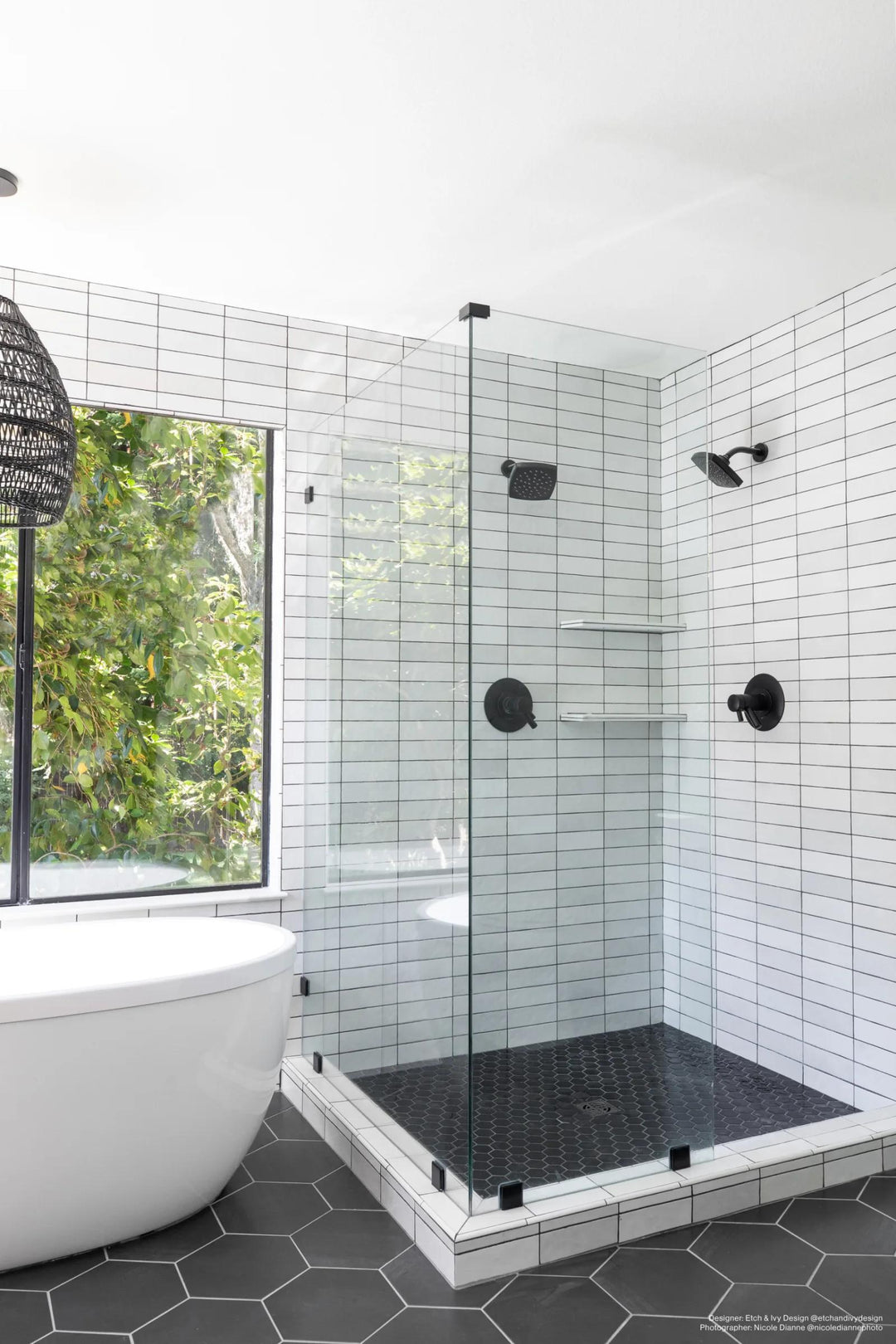 A sleek and moody statement piece with Makoto Kuroi Black 10" Hex Matte Porcelain, adding sophistication and depth to walls or floors.