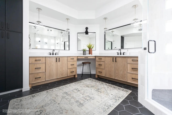 A rich black hex matte porcelain tile, Makoto Kuroi Black 10" creates a striking and modern effect.