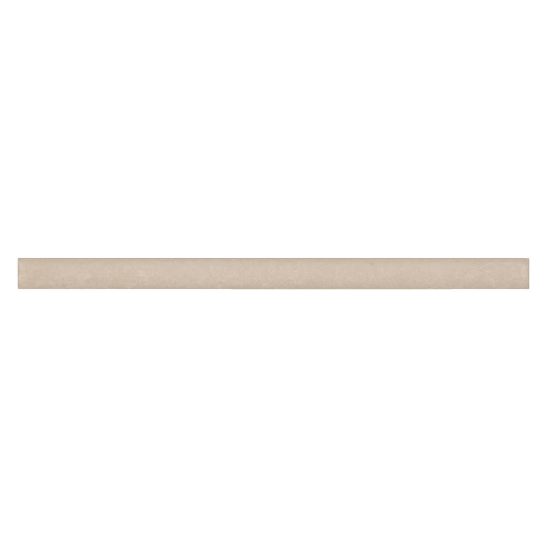 A direct top-down perspective of the Makoto Tatami Beige 0.5X8 Matte Ceramic Miter Edge Jolly captures its warm beige tone with a refined matte texture, ideal for soft, neutral transitions.