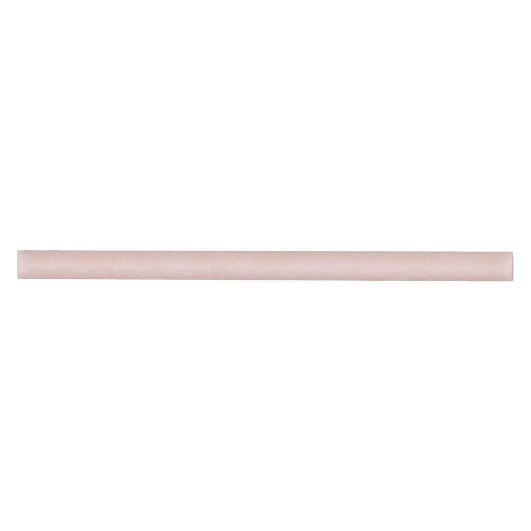 A bird’s-eye perspective of the Makoto Momoiro Blush 0.5X8 Matte Ceramic Miter Edge Jolly highlights its gentle pink tone, offering a delicate, matte-finished border detail.