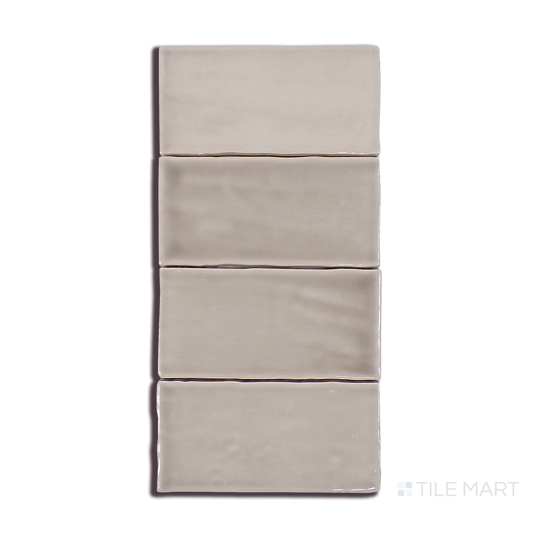 A macro shot of Marin Coastal Cliff 2.5X5 Gloss Glazed Ceramic tile captures its soft neutral shade and polished finish, blending seamlessly with modern and classic interiors.