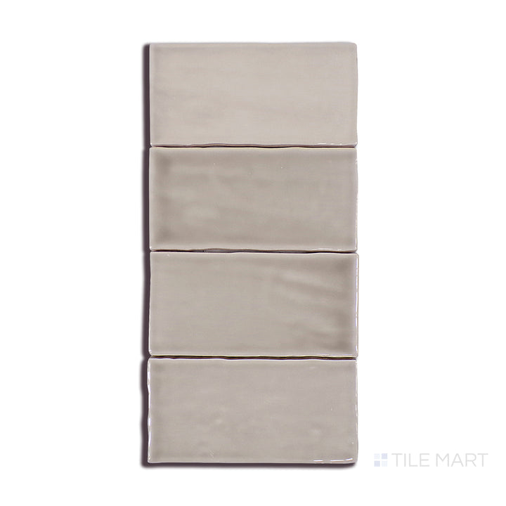 A macro shot of Marin Coastal Cliff 2.5X5 Gloss Glazed Ceramic tile captures its soft neutral shade and polished finish, blending seamlessly with modern and classic interiors.