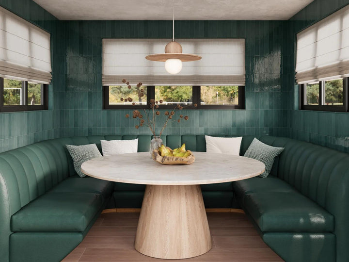 Inspired by ocean depths, Marin Ocean Teal 2.5x10 glossy glazed ceramic tile delivers a striking blue-green tone that enhances both modern and classic interiors.