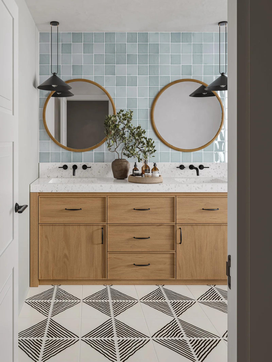 An inviting setting featuring Marin Misty Blue 4X4 Gloss Glazed Ceramic, with its breezy blue hues adding a touch of serenity and modern elegance.