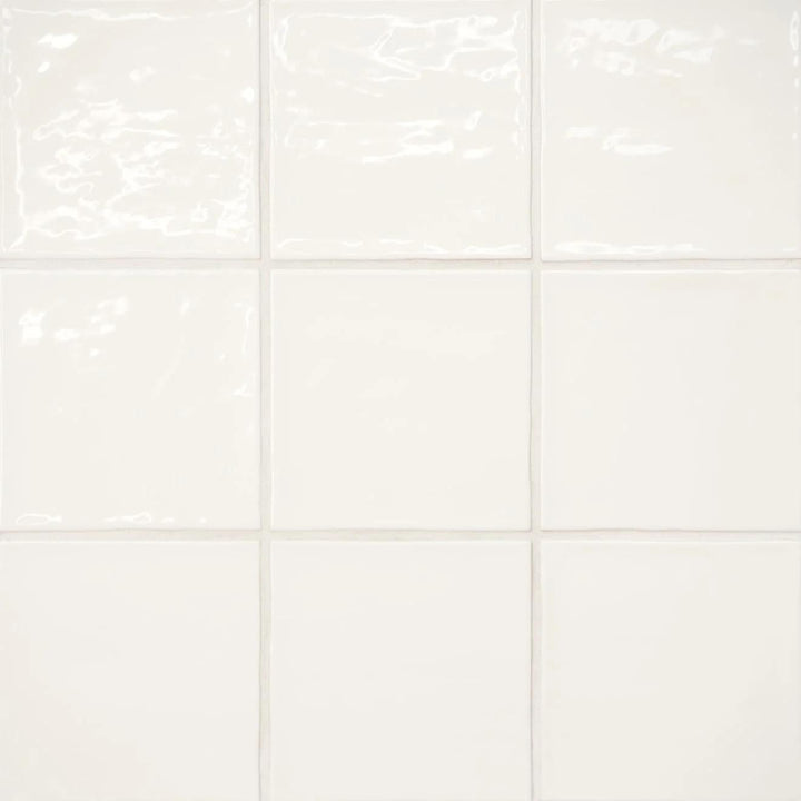 Marin Glazed Ceramic Field Tile 4X4 Pearl White Gloss