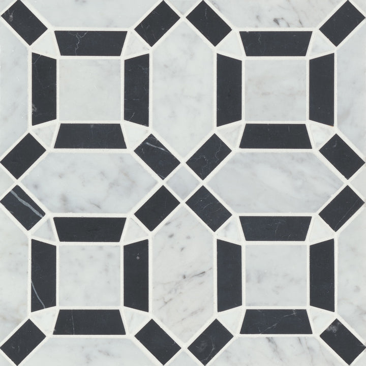 Matisse Stone Mosaic 11-1/4X11-1/4 White Carrara & Nero Marquina Honed