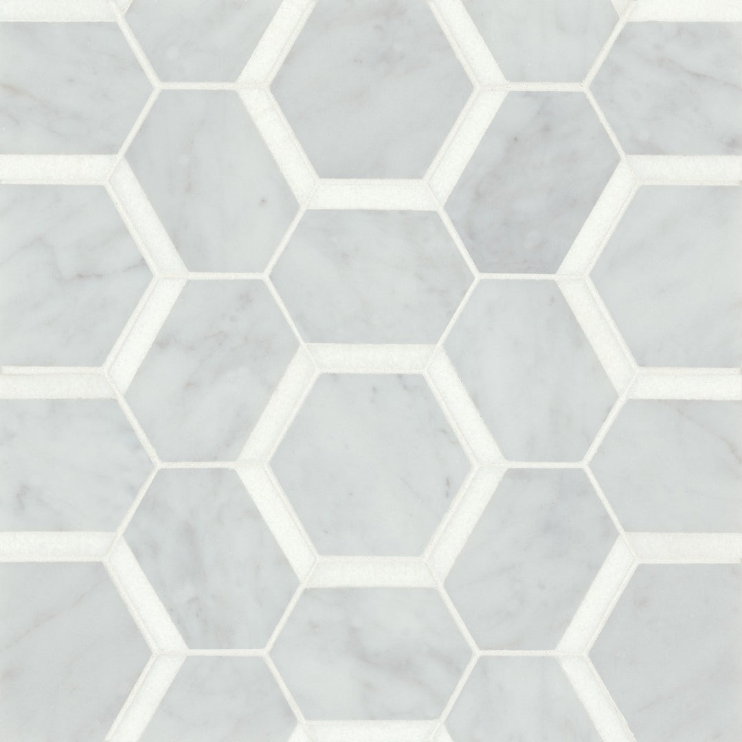 Matisse Stone Mosaic 10-1/2X12 White Carrara & Thassos Honed