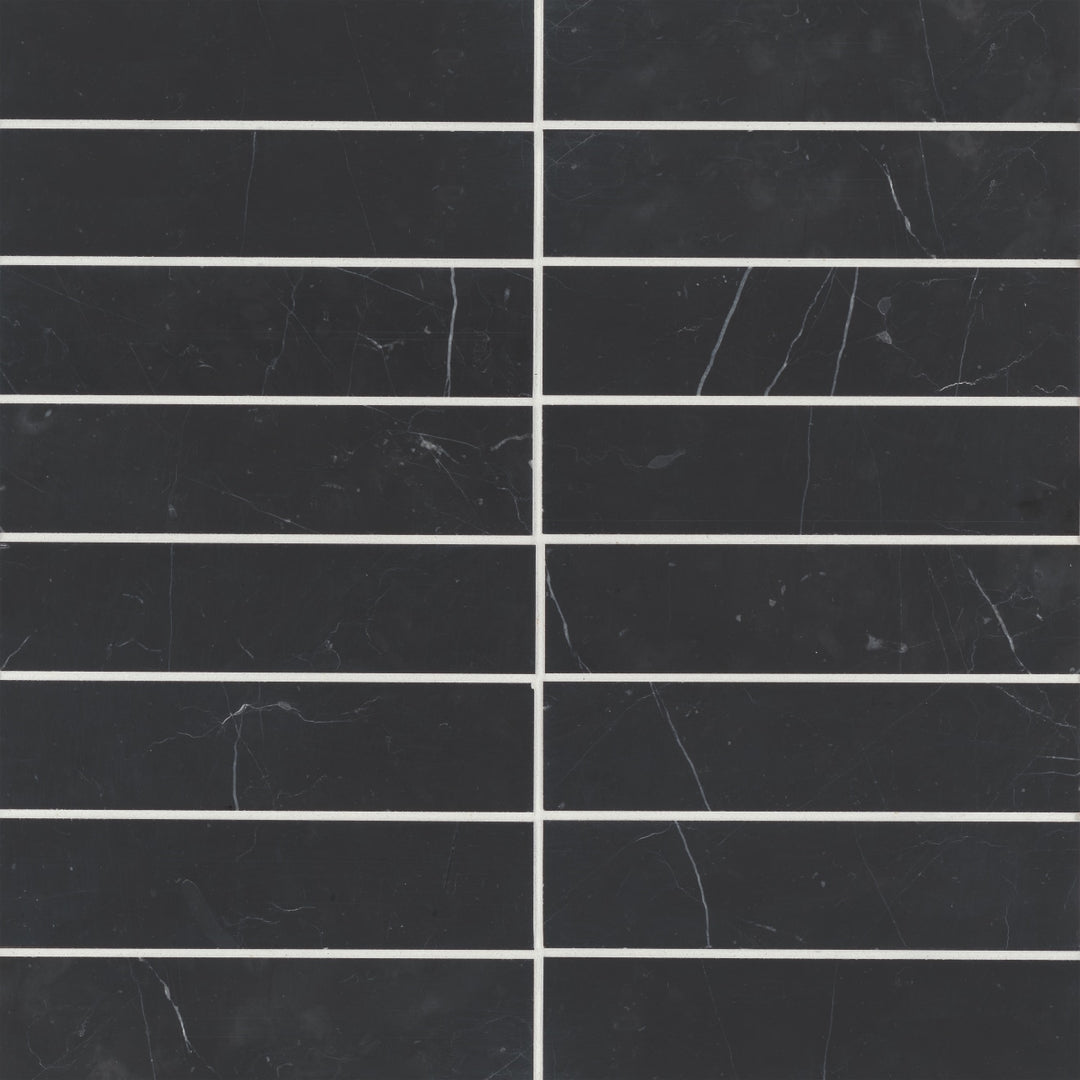 Monet Stone Field Tile 2X8 Nero Marquina Honed