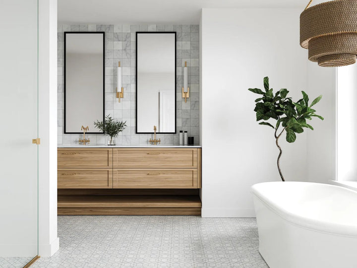 Elegant and timeless, Monet White Carrara 4x4 honed marble brings natural beauty to designs with its intricate veining and smooth, polished surface.