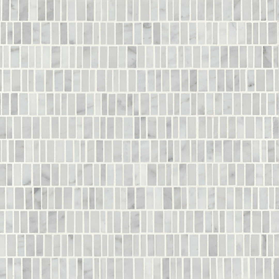 Monet Stone Mosaic 12X12-1/4 White Carrara Honed