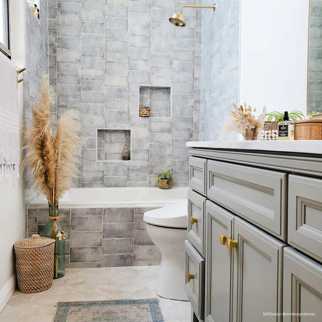 Vivace Atlantic 4X9 gloss glazed porcelain exudes a refined, ocean-inspired charm, blending rich tones with a sleek finish for an effortlessly luxurious feel.