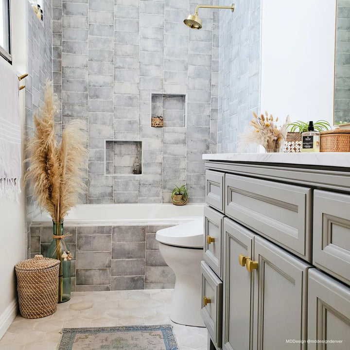 Vivace Atlantic 4X9 gloss glazed porcelain exudes a refined, ocean-inspired charm, blending rich tones with a sleek finish for an effortlessly luxurious feel.