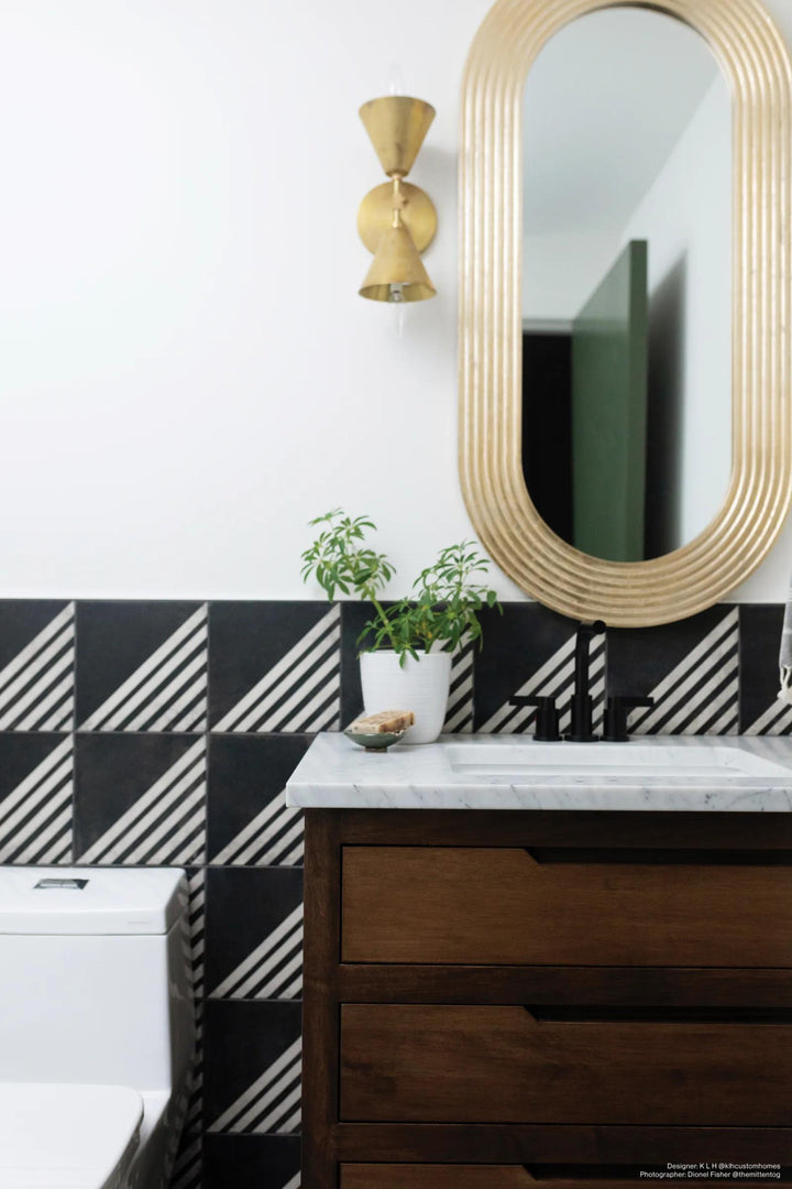 A deep caviar black matte glazed porcelain tile, Vivace Roads Caviar 9x9 enhances modern spaces with bold contrast.