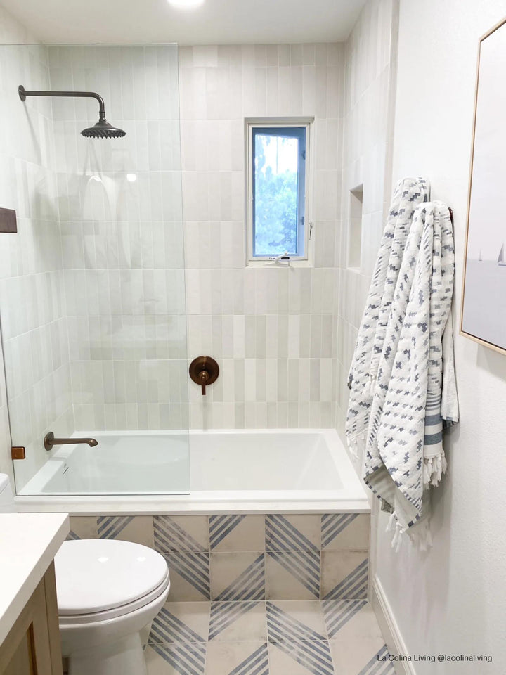 A sophisticated atmosphere created with Vivace Roads Atlantic 9X9 Matte Glazed Porcelain, blending muted hues with a smooth, matte texture.