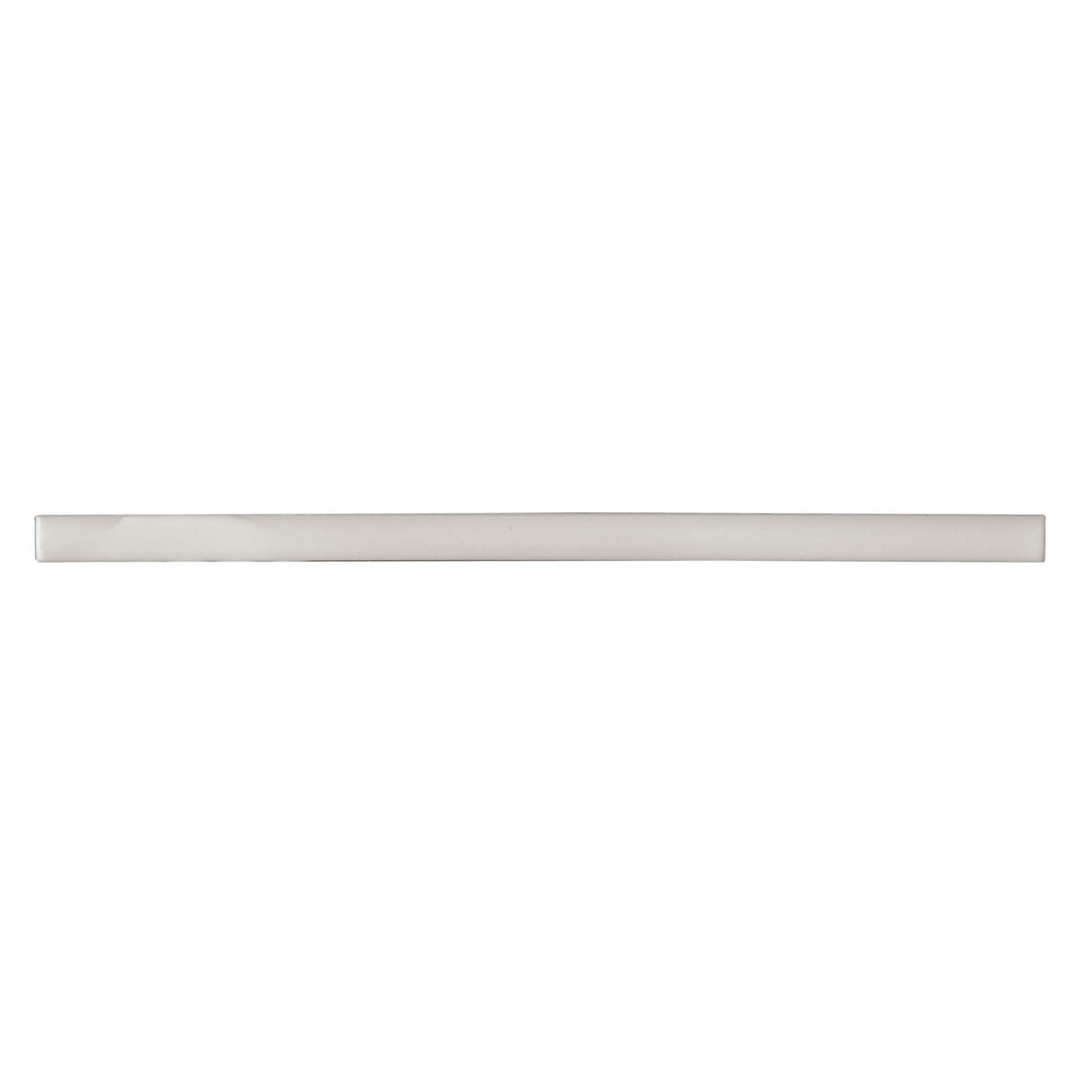 Aerial view of Vivace Rice 0.5X12 Gloss Glazed Porcelain Pencil Liner, presenting a soft white shade with a smooth, high-gloss texture for elegant edging.