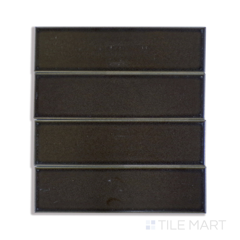 A zoomed-in shot of Zenia Umbra 2.5X9 Matte Glazed Porcelain tile enhances its deep shadowy tones and matte finish, evoking mystery and sophistication.