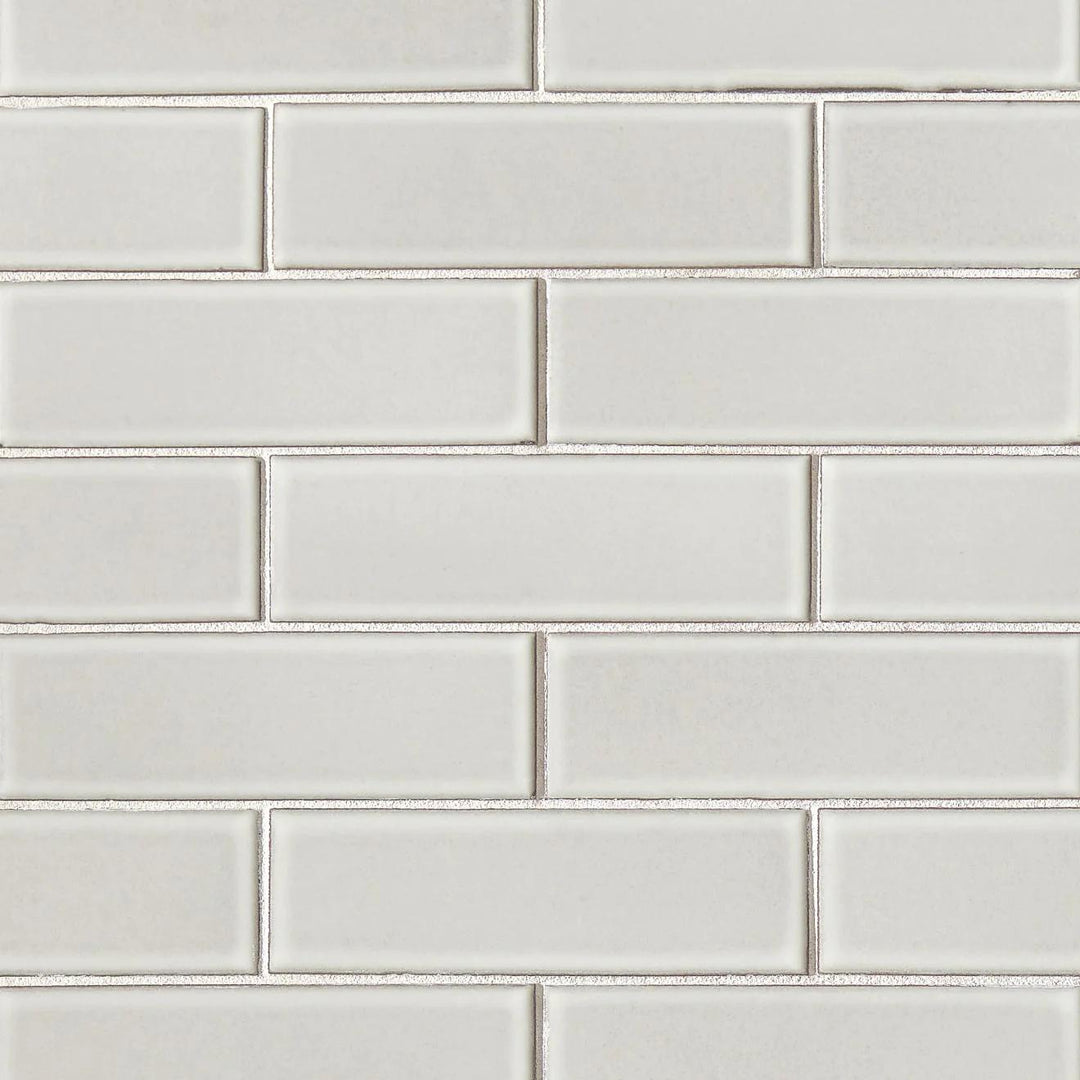 Top-down perspective of Zenia Moon Rectangle Matte Glazed Porcelain Mosaic, capturing soft lunar hues with a refined matte glaze for an elegant finish.