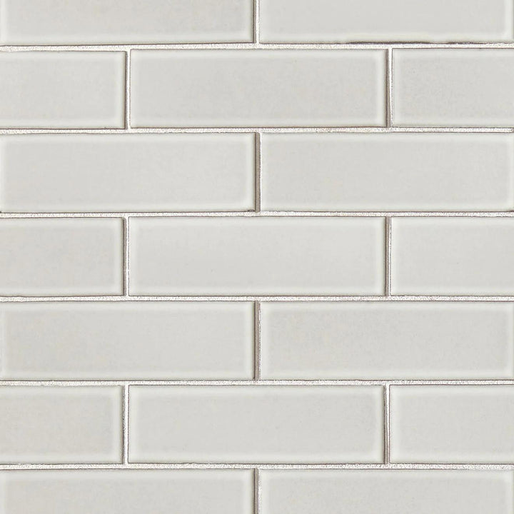 Top-down perspective of Zenia Moon Rectangle Matte Glazed Porcelain Mosaic, capturing soft lunar hues with a refined matte glaze for an elegant finish.
