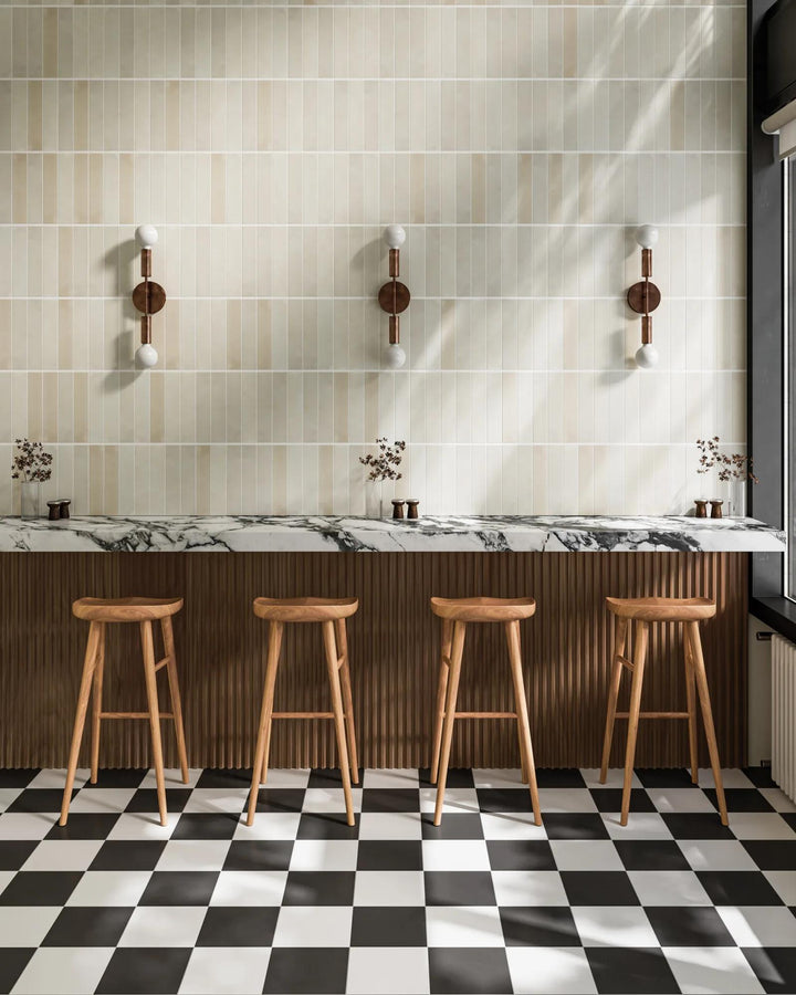 A bold and artistic statement with Rothko Black 9X9 Matte Glazed Ceramic, blending deep tones with a refined matte finish.