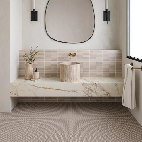 Marin Coastal Cliff 3/4" Penny Round Matte Porcelain Mosaic