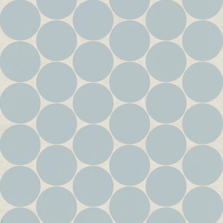 Aerial view of Marin Misty Blue 2" Penny Round Matte Glazed Porcelain Mosaic, displaying soft blue tones with a subtle matte finish in a timeless penny round design.