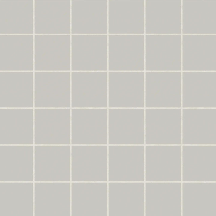 Aerial shot of Marin Pebble Gray 2" Square Matte Glazed Porcelain Mosaic, presenting soft gray tones in a contemporary square grid with a matte glaze.