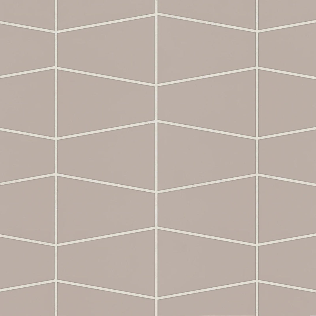 Aerial view of Marin Coastal Cliff Trapezoid Matte Glazed Porcelain Mosaic, presenting soft coastal-inspired tones in a geometric trapezoid format with a matte glaze.