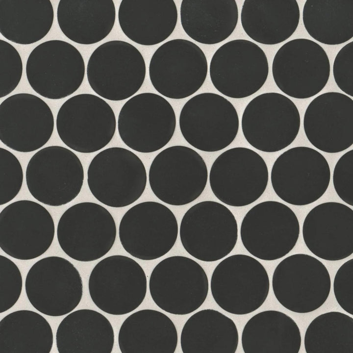 Makoto 2" Round Kuroi Black Matte Mosaic