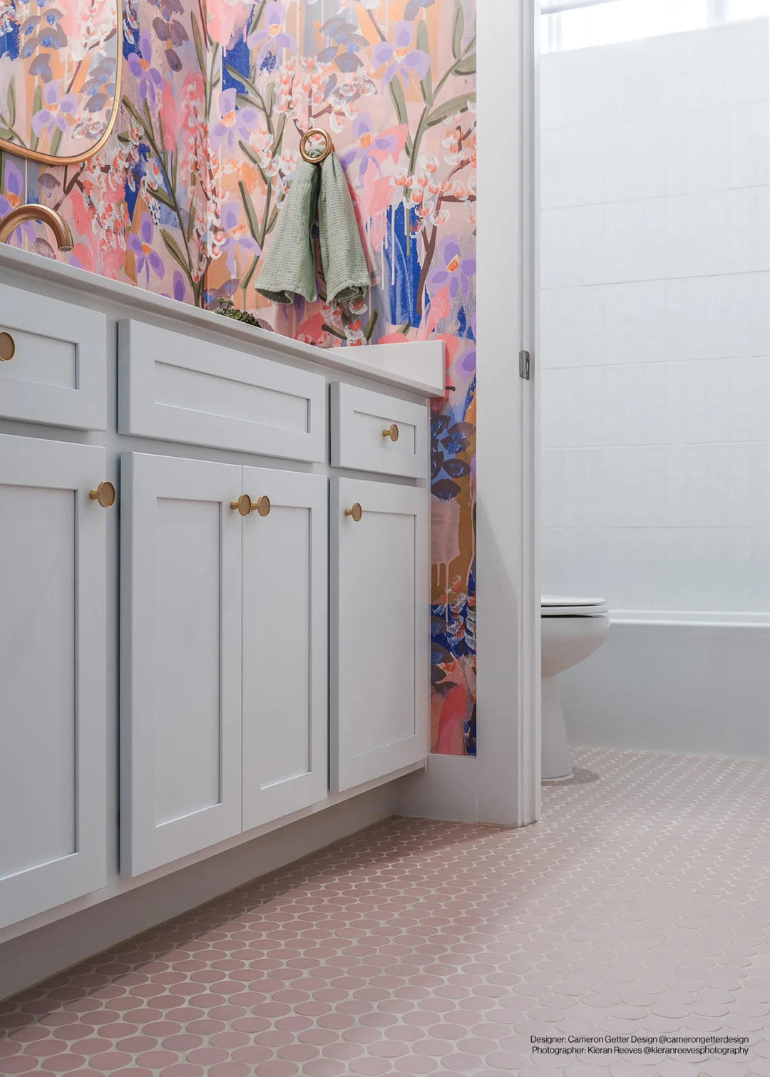 Makoto Momoiro Blush 2" round matte porcelain mosaic brings a delicate and inviting warmth, softening spaces with its subtle, rosy hue.