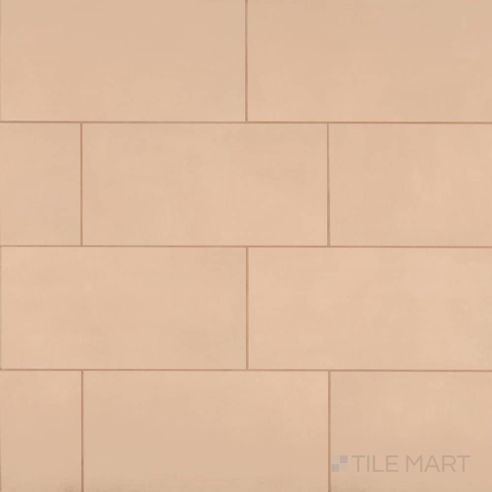 Overview of Sahara Rose 12x24 matte porcelain tile, featuring a warm, blush-toned stone design with a contemporary matte surface.