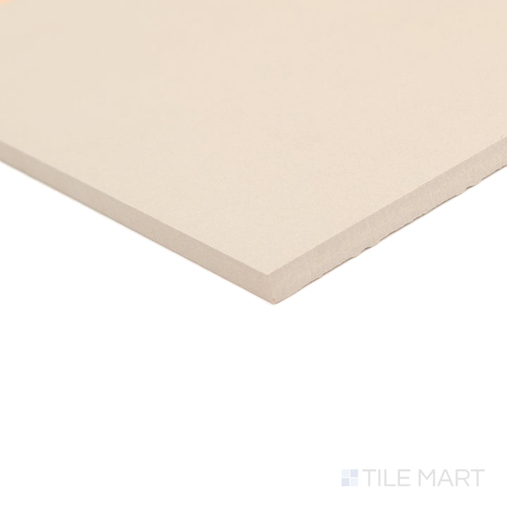 The subtle texture of Sahara White tile is visible in this crisp matte corner shot.