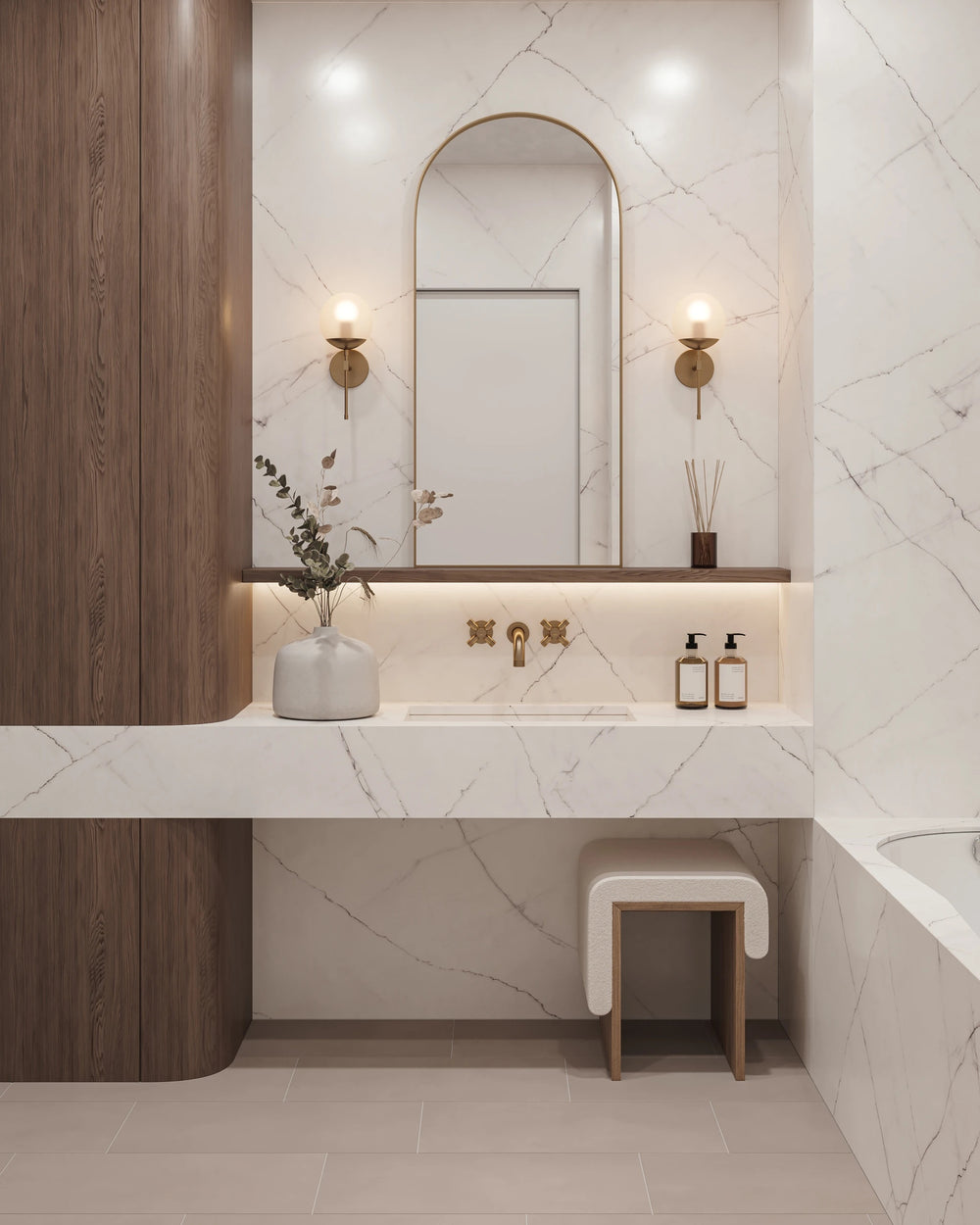 Sahara Taupe 12x24 matte porcelain tile featured in a modern interior with soft neutral tones