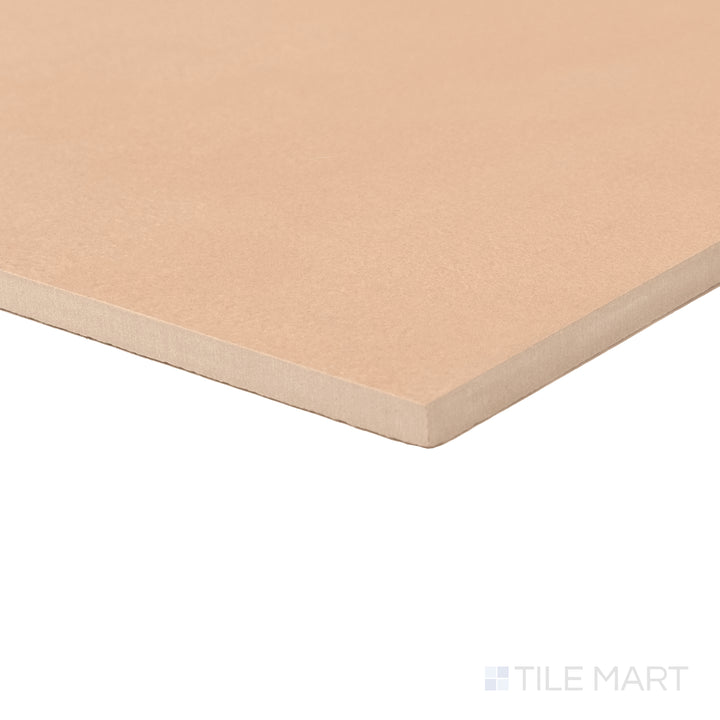 This angle showcases Sahara Rose’s warm blush tones in a 24x48 matte porcelain finish.
