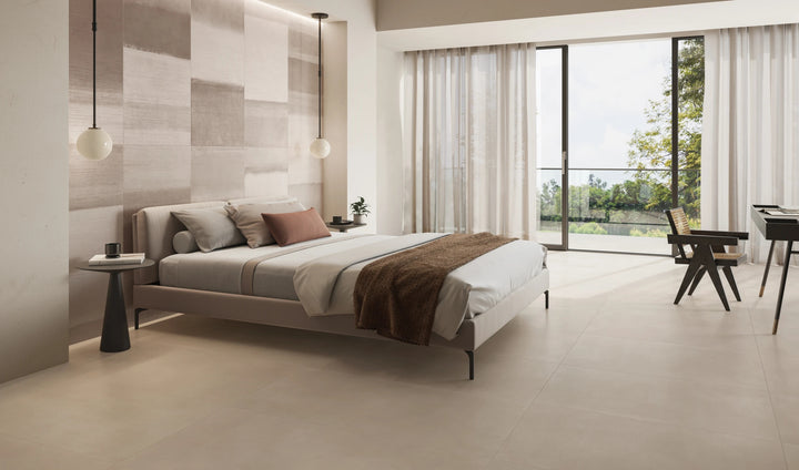 Sahara Grey Matte Porcelain presented in a refined space, balancing cool grey tones with a modern, natural stone-inspired texture.