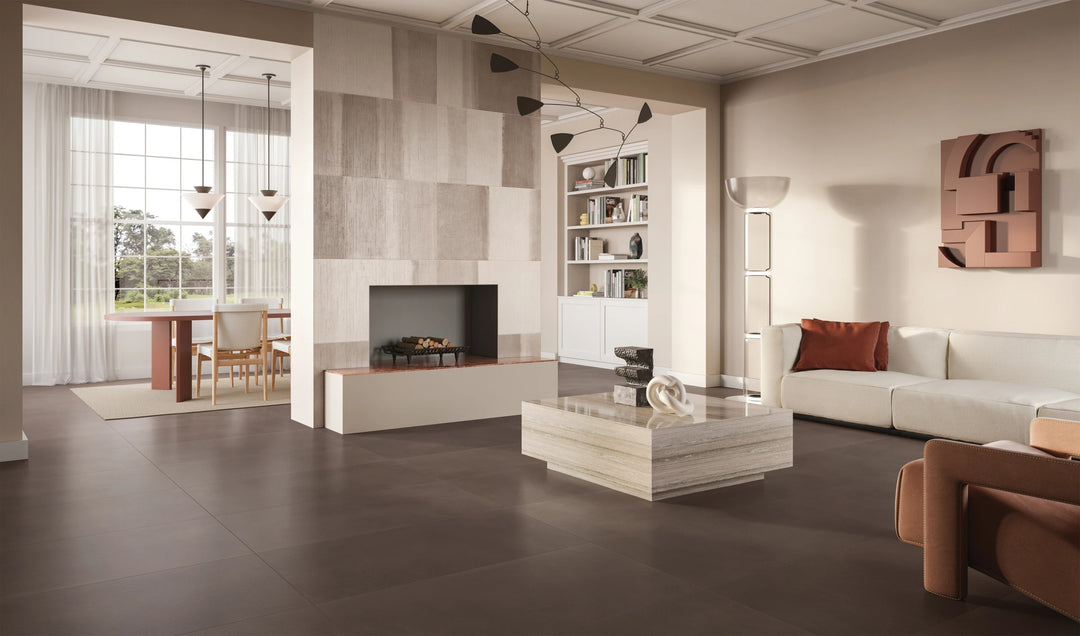 Sahara Taupe 24x48 matte porcelain tile displayed with soft taupe tones and a natural stone-like finish.
