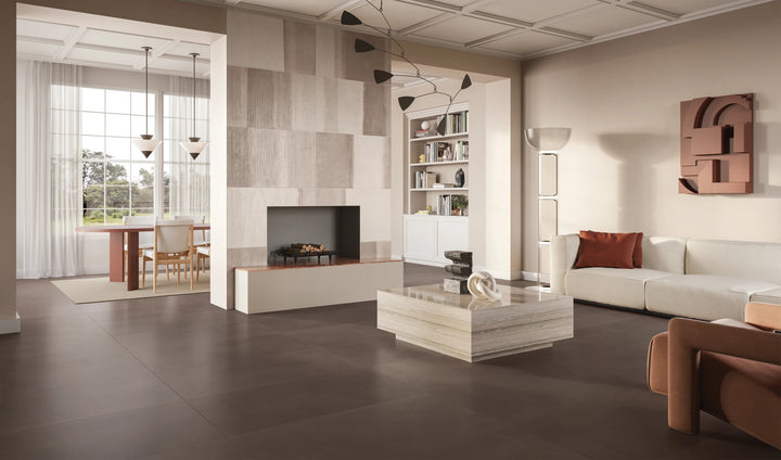 Sahara Taupe 24x48 matte porcelain tile displayed with soft taupe tones and a natural stone-like finish.