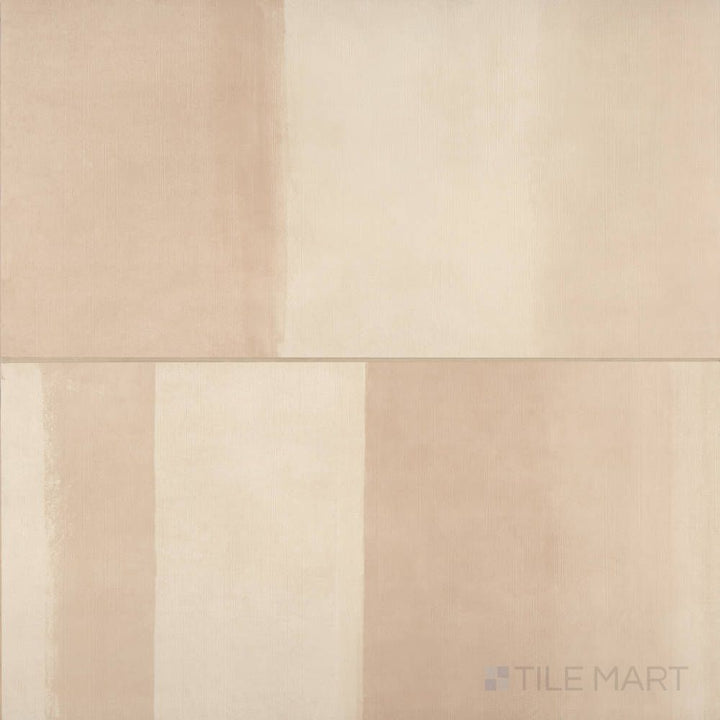 Full layout of Sahara Warm 24x48 Deco matte porcelain tile, featuring a decorative stone design in warm earth tones.