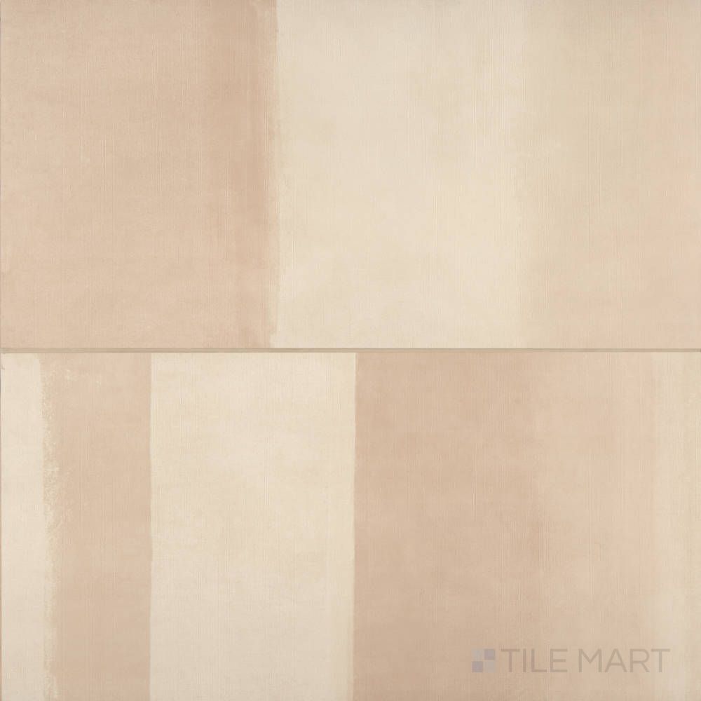 Full layout of Sahara Warm 24x48 Deco matte porcelain tile, featuring a decorative stone design in warm earth tones.