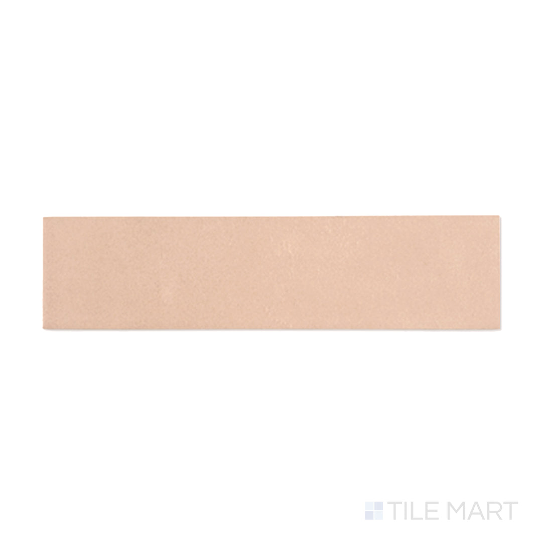 Overhead shot of Sahara Rose 3x12 matte porcelain tile, showcasing soft rose-beige hues in a slim rectangular format.