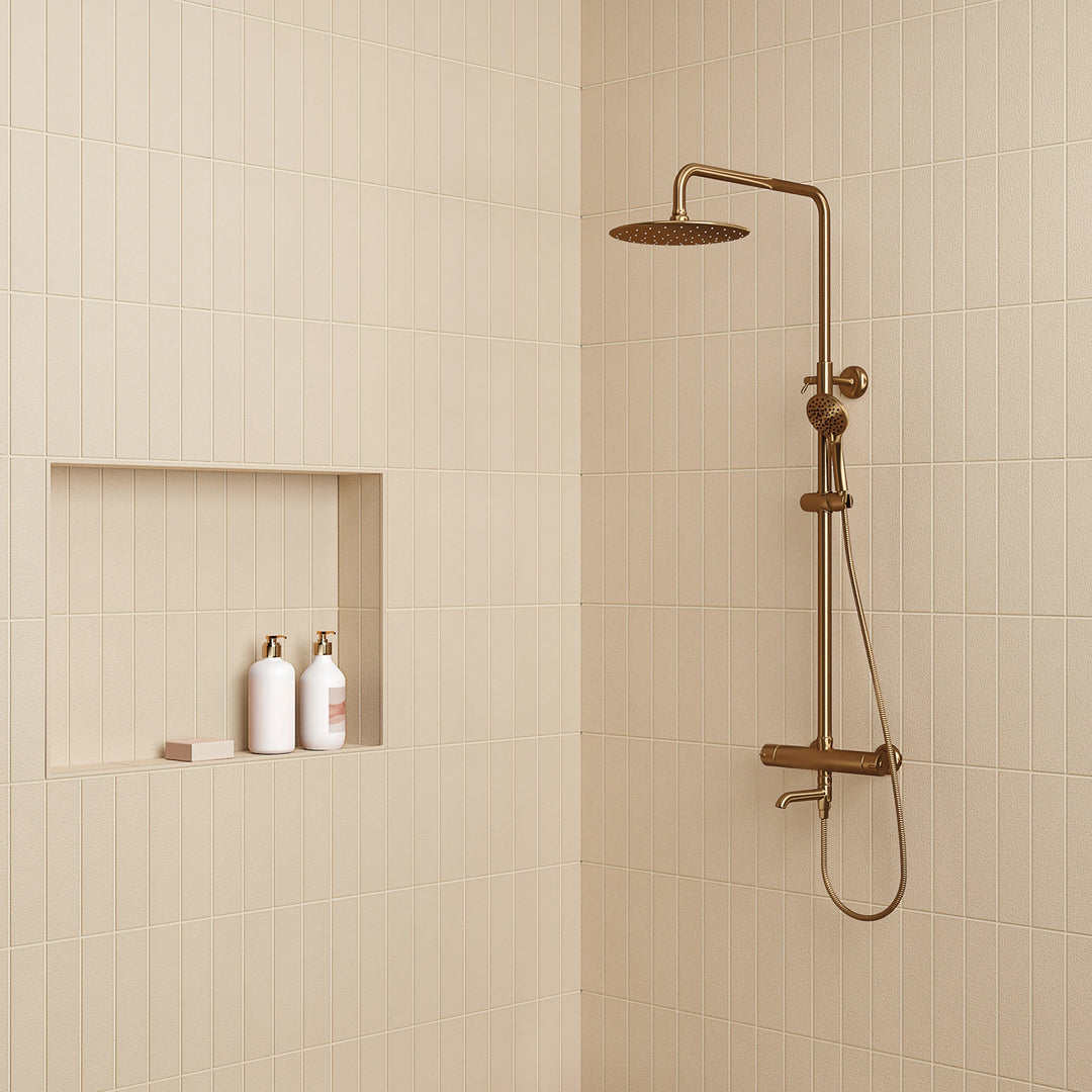 Sahara Ecru Matte Porcelain featured in a bright interior, blending soft beige hues with refined contemporary character.