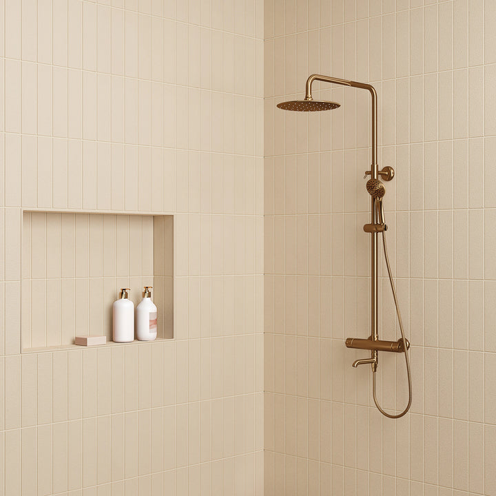 Sahara Ecru Matte Porcelain featured in a bright interior, blending soft beige hues with refined contemporary character.