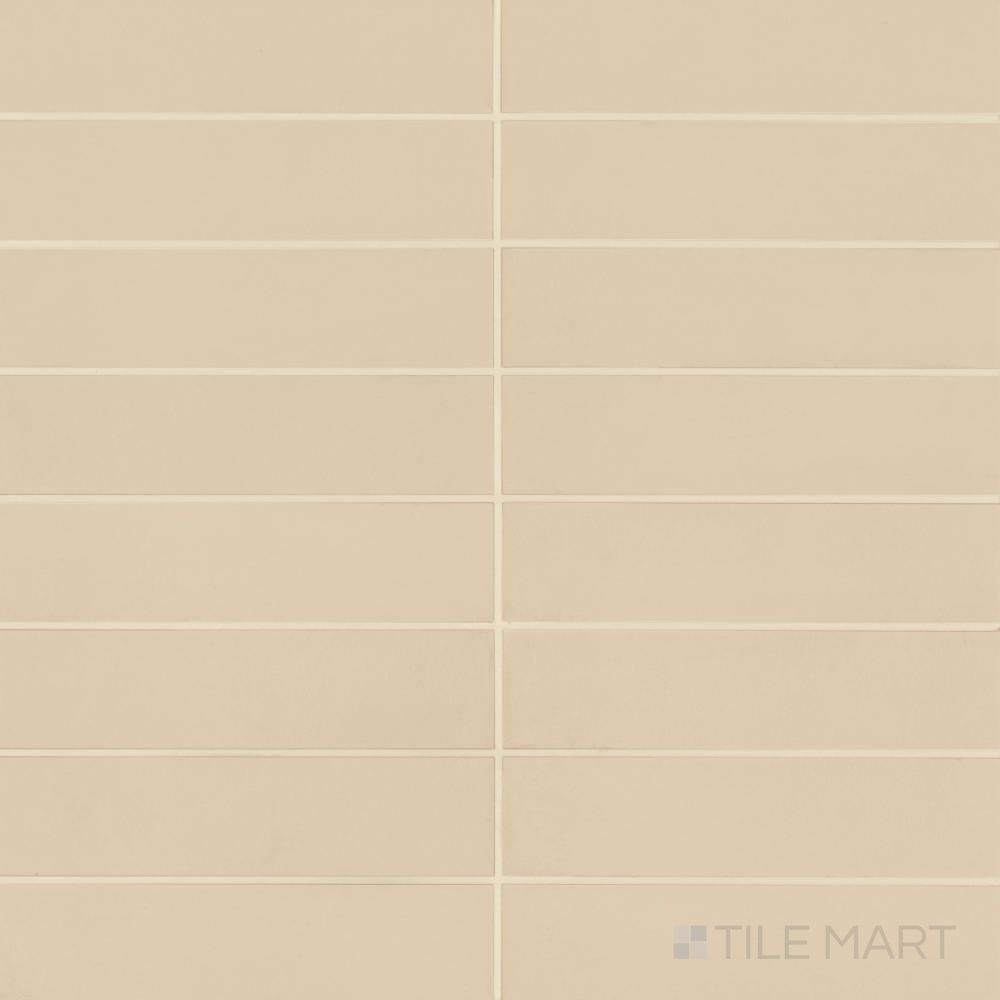 Sahara Ecru 3x12 matte porcelain tile shown in a horizontal layout with a soft beige stone look and subtle surface texture.