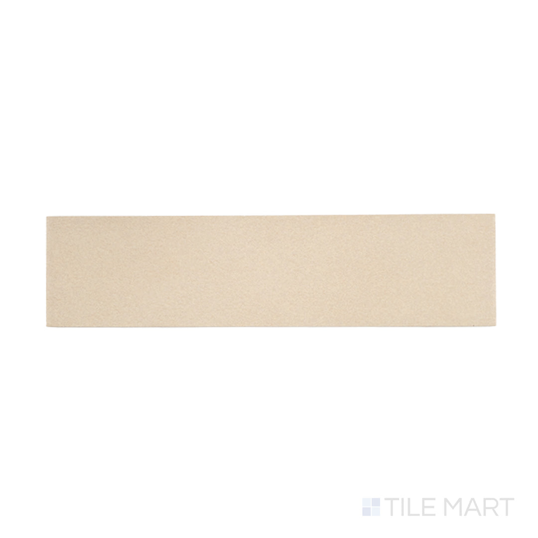Flat lay of Sahara Ecru 3x12 matte porcelain tile, emphasizing warm neutral shades with a smooth matte finish.