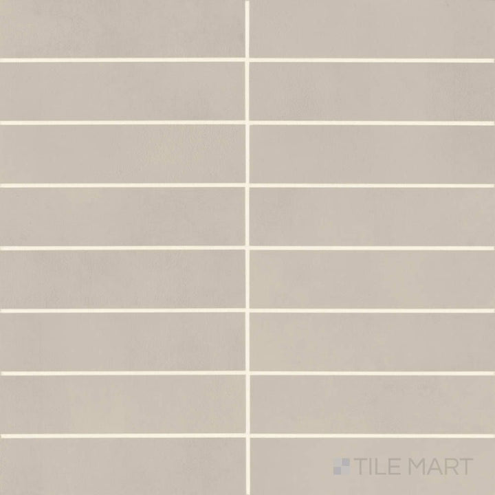 Sahara Grey 3x12 matte porcelain tile displayed in a linear shot, highlighting its neutral stone appearance in a modern matte finish.