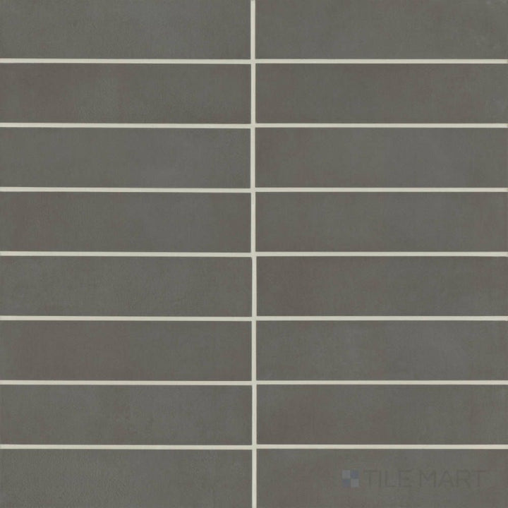 Sahara Dark 3x12 matte porcelain tile shown in narrow format, capturing rich dark tones and a soft matte stone finish.