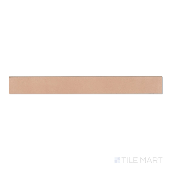 Overhead shot of Sahara Rose 3x24 matte porcelain bullnose, highlighting blush-beige hues with a clean bullnose finish.