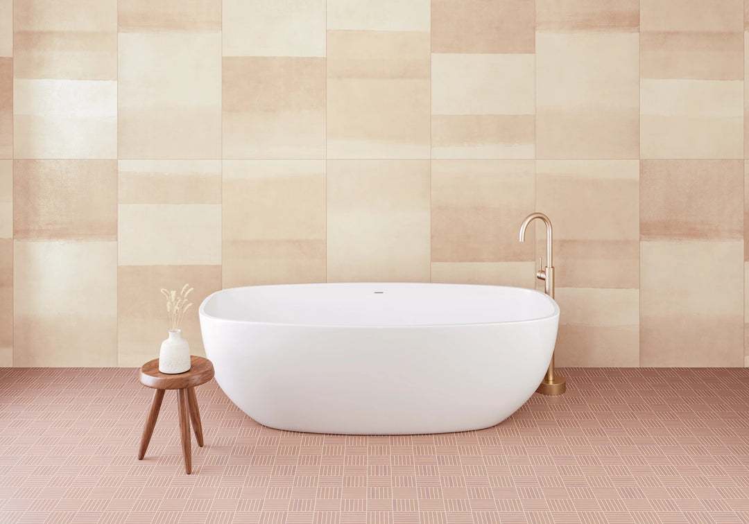 Sahara Cotto 5/8x4 crosshatch matte porcelain mosaic showcasing textured warm tones in a detailed layout.