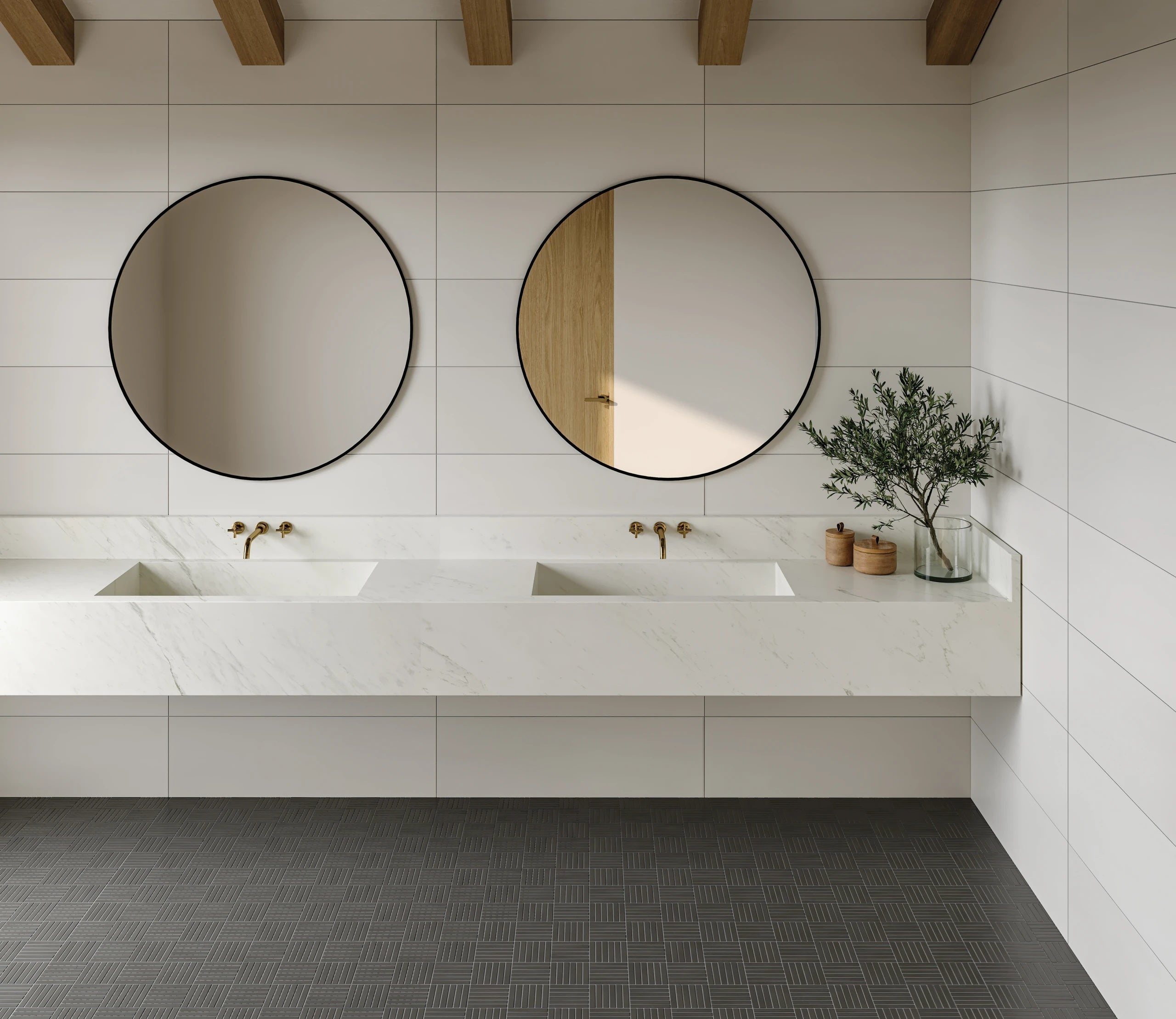 sahara様 Sahara Dark 5/8X4 Crosshatch Matte Porcelain Mosaic | Tilemart