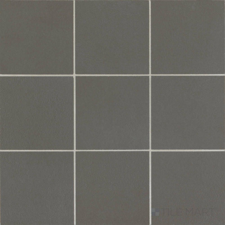 Full view of Sahara Dark 4" square matte porcelain mosaic, showcasing bold charcoal tones in a classic square mosaic format.