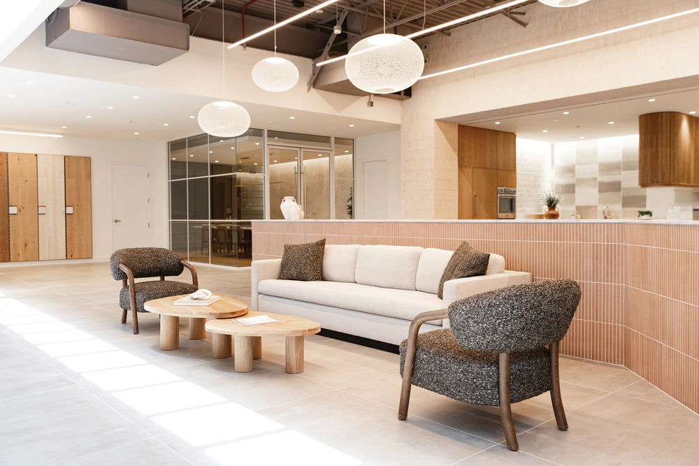 Sahara Rose Matte Mosaic featured in a curated design, emphasizing soft color variation and smooth modern texture.